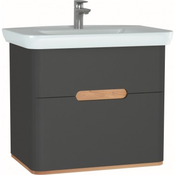 Тумба VITRA SENTO с раковиной, с 2 ящиками, 80 см, с LED подсветкой, цвет матовый антрацит ( ножки 61069 заказываются отдельно ) Тумба VITRA SENTO с раковиной, с 2 ящиками, 80 см, с LED подсветкой, цвет матовый антрацит ( ножки 61069 заказываются отдельно )